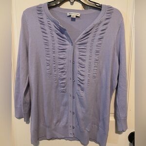 Pendleton size medium light purple cardigan with 3/4 sleeves.‎